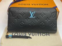 新型.現行.極美品◇LOUISVUITTON◇アンプラント◇ジッピーウォレット◇ルイヴィトン◇モノグラム◇艶消し◇ブラック×ライトブルー◇_画像2