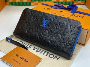 新型.現行.極美品◇LOUISVUITTON◇アンプラント◇ジッピーウォレット◇ルイヴィトン◇モノグラム◇艶消し◇ブラック×ブルー◇長財布◇