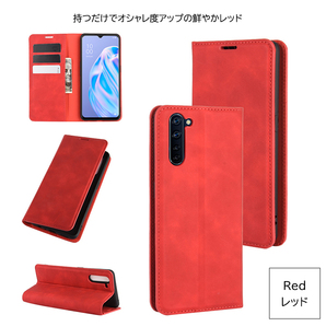 OPPO Reno３A レザーケース レッド オッポ リノ３Aケース 手帳型 opporeno3a スマホケース レザーケース マグネット式 お洒落 高級の画像1