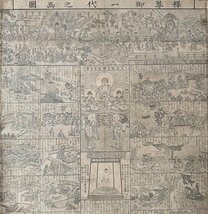 【模写】釈迦涅槃図「釋尊御一代之画図」掛軸 紙本 木版画 仏画 菩薩 仏教 仏教美術 曼荼羅 涅槃図 ｃ032721_画像4