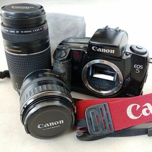 【☆通電確認済☆】Canon キャノン EOS 5 QD フィルム カメラ ボディ レンズ ULTRASONIC ZOOM LENS 75-300mm 28-108mm 2本 まとめ SA3024