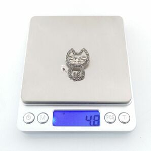 【刻印あり】1円 SILVER シルバー 925 ネコ ねこ 猫 cat キャット ブローチ W2.8×H3.5cm 4.8g レディース アンティーク アクセサリー #726の画像7