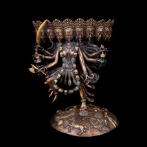 送料無料 カーリー ブラス製 ヒンドゥー 神様像 マハカーリー像 悪と闘う勇敢な女神 美しいブラス製 インド_画像1