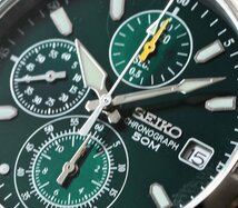 セイコー新品1円 逆輸入 エメラルドグリーン メーカー正規1年保証 50m防水 1/20秒クロノグラフ 腕時計 未使用 SEIKO メンズ_画像1