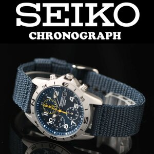 新品1円 セイコー逆輸入 100m防水ミリタリー 腕時計 クロノグラフSEIKO ダークブルー【メーカー正規保証】純正箱付き 新品未使用