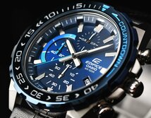 新品1円 カシオ 逆輸入EDIFICE メーカー完売で入手困難 100m防水クロノグラフ 逆回転防止ベゼル日本未発売 CASIO未使用メンズ カシオ腕時計_画像3