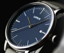 新品1円セイコーLORUSシンプルで視認性高い王道のデザイン薄さ8ミリ品のあるダークブルーフェイス 50m防水 逆輸入 メンズ 日本未発売 SEIKO_画像4