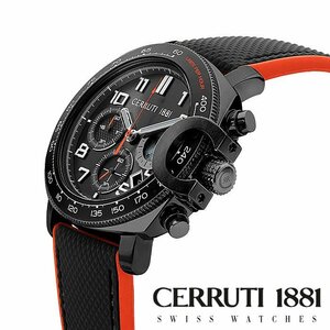 新品 チェルッティCERRUTI 1881 高級イタリアブランド セルッティ 超激レア日本未発売 メンズ腕時計 ブラックIP加工 1/10秒クロノグラフ