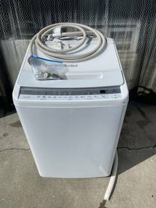 CK☆ 直接引き取り可 通電確認済 HITACHI 全自動電気洗濯機 BW-V80F 2020年製 8kg BEATWASH ビートウォッシュ 洗濯機 ホワイト 縦型洗濯機 