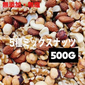 5種ミックスナッツ500g アーモンド クルミ ヘーゼル カシュー マカダミアの画像1