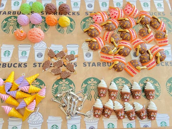 アイスクリーム アイス ソフトクリーム スプーン アイスバー デコパーツ ハンドメイド アクセサリー ミニチュア 食品サンプル