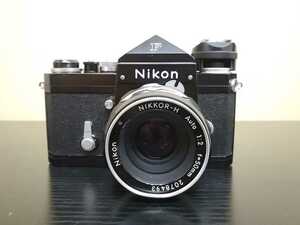 【シャッターOK】Nikon F アイレベル ブラック ボディ 純正追加ホットシュー NIKKOR-H 50㎜単焦点MFレンズ 一眼レフ フィルムカメラ 現状品