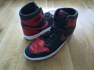 【130207-061】 VINTAGE 90's NIKE AIR JORDAN 1 BRED USED US9 27.0cm 1994年製 ナイキ エアジョーダン1 ヴィンテージ ブレッド 黒赤