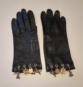 レザー 手袋 飾り チャーム 付き 女性用 防寒 レザーグローブ グローブ レトロ 雑貨 レディース 黒 ブラック
