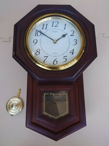 【ジャンク品】CITIZEN 振り子時計 4MJ723-0 レトロ シチズン 掛け時計 壁掛け時計 電池式 ボンボン時計