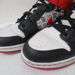 ★NIKE AIR JORDAN 1 MID SE (GS)*ナイキ エア ジョーダン 1 ミッド★DM1208-150 WHITE/UNIVERSITY RED-BLACK-ROMA GREEN 21HO-I の画像2