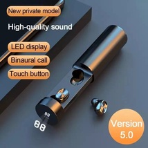 【即納】最新 新品 Air pods代替 ワイヤレスイヤホン 黒 充電BOX Bluetooth ボトルタイプ Apple iPhone Android対応_画像1