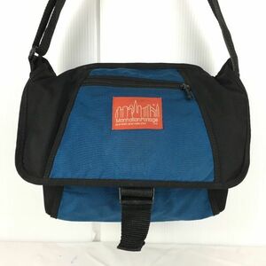 Manhattan Portage/ Manhattan Poe te-ji shoulder bag black × blue pocket 3. ownership tube NO.B5-67