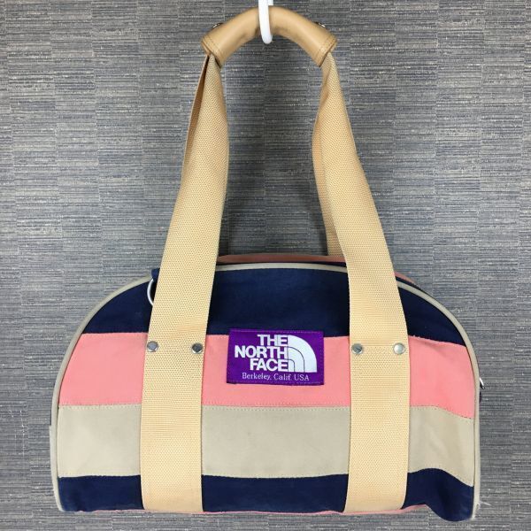 THE NORTH FACE/ノースフェイス ボストン/スポーツバッグ 紺×ピンク×ベージュ ボーダー柄 管NO.B18-15