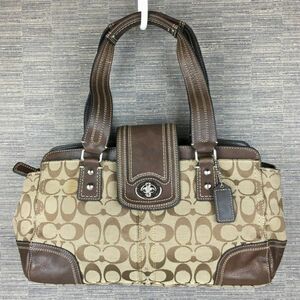 COACH/コーチ　ハンド/ミニボストンバッグ　茶/ブラウン　シグネチャー　管NO.B23-10