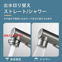 洗面蛇口 噴水機能付き 浴室用水栓 洗面 洗髪用 混合水栓 ホース引出し式 シングルレバー混合栓_画像2