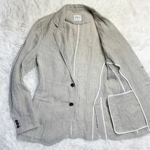 アルマーニコレッツォーニ『春夏の着こなし』ARMANI COLLEZIONI テーラードジャケット 48 L相当 麻 リネン95% グレー_画像1