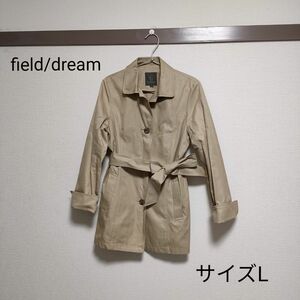 美品　field/dream　ステンカラーコート　ベージュ　 アウター　 無地　サイズL