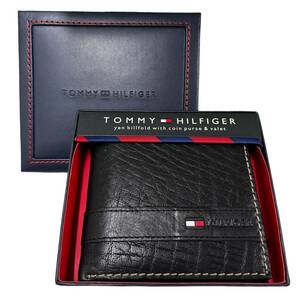 【美品】TOMMY HILFIGER トミー ヒルフィガー 0096・5503 / 01 二つ折り財布 ブラック メンズ レザー