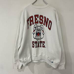 ビンテージ　USA製　80s　DISCUS　ブルドッグ　カレッジロゴ　FRESNO STATE　スウェット　240311