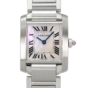 [ used ] Cartier Tank Francaise SM W51028Q3 quartz stainless steel pink shell face small model rectangle Cartier