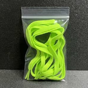 料無料 新品 シューレース 120cm 横幅0.8cm 靴紐 平紐 くつひも NEONGREEN ネオングリーン１ 1足分 2本セットの画像2