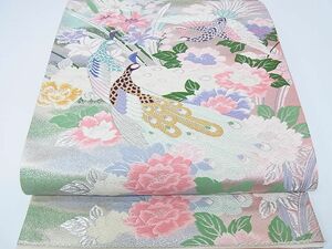 着物おきな★六通柄袋帯　唐織　花鳥文　金銀糸　正絹　美品★yy912