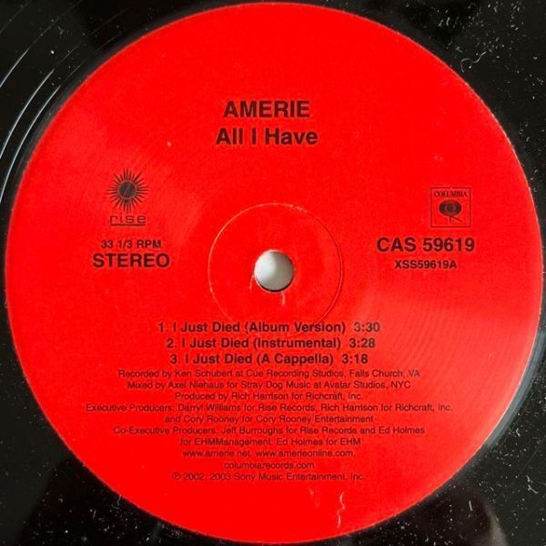Amerie - I Just Died / Need You Tonight (USオリジナル/プロモオンリー/Promo)