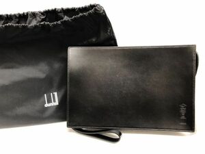 長期保管/未使用品 dunhill セカンドバッグ FU9000A ブラック レザー メンズ 通勤 クラッチバッグ ビジネス 黒 鞄 ダンヒル シルバー 本革