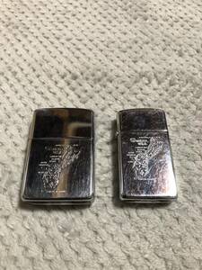 ☆ZIPPO☆ジッポー☆グアム☆スリム☆シルバー色☆2点中古☆火花確認済☆１円スタート☆1986☆1989☆