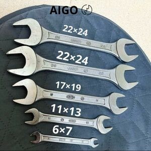 値下げ　AIGO JAPAN相伍工業　両口スパナ5本セット スパナ 工具 整備 スパナセット　FORGED ALLOY STEEL