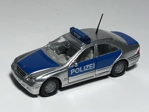 2000年頃SIKUジク1/55メルセデス・ベンツ2代目CクラスC320セダンW203型POLIZEIドイツポリスカー銀/青ツートン美品