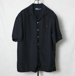 RALPH LAUREN CALDWELL BLACK SHIRT ラルフローレン コールドウェル ブラック 半袖シャツ オープンカラー 開襟シャツ 黒 comoli L