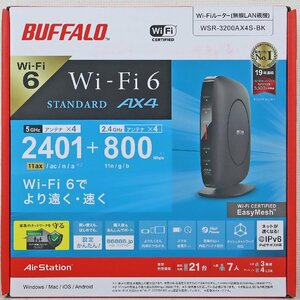 S◎未使用品◎PC周辺機器『Wi-Fiルーター WSR-3200AX4S-BK』 BUFFALO/バッファロー IPv6 スマート引っ越し+無線引っ越し機能 未開封