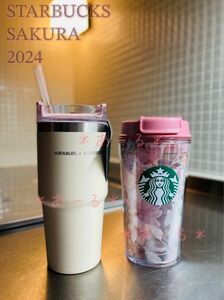 Starbucks 3WAYステンレスタンブラーSTANLEYベージュ ＆ ナチュラルタンブラー 2点セット