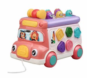 バス型おもちゃ 知育玩具 車 カー 300曲の音楽バス モグラたたき ライト付き