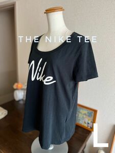 NIKE ナイキ　レディースTシャツ　ドライフィット　ネイビー　ロゴ　L