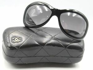 *CHANEL Chanel here Mark matelasse 5116-Q C501/87 63*15 120 3N sunglasses black × brown group used case attaching lady's *