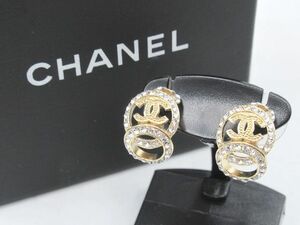 ◆中古 CHANEL シャネル 15 B ピアス 真鍮 ゴールドカラー 金色 ラインストーン ココマーク レディース アクセサリー◆