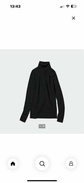 ★新品未使用★UNIQLO エクストラファインメリノリブタートルネック ブラック S