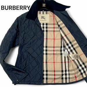 未使用級◎Mサイズ バーバリー【王者の風格】BURBERRY ビッグ ノバチェック キルティング ジャケット ナイロン100% ブラック 春夏◎メンズ