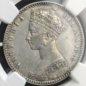 希少★1849年 イギリス ゴッドレス フローリン 2S銀貨 NGC AU アンティークコイン ヴィクトリア ビクトリア ワイオン シリング 現物投資