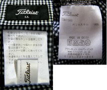 超伸縮/美品〇タイトリスト Titleist ブルゾン LL 防風 薄手 隠れフルジップ ギンガムチェック 刺しゅうロゴ モノトーン_画像5