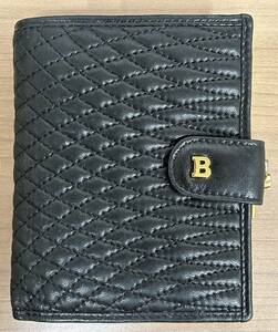 【D2426SS】BALLY バリー 二つ折り 財布 がま口 13×10×2 イタリア コンパクト ウォレット ブラック ゴールドカラー メンズ レディース