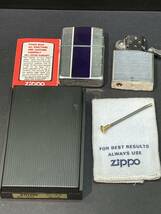 【F599CK】未使用 ZIPPO ジッポ 1981年 シルバー ブルー ライン入り 箱 布 着火未確認 石詰まり 石 つまり_画像1